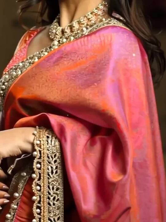 Celeb Styles Mirror Work Tissue Saree (Onesize)